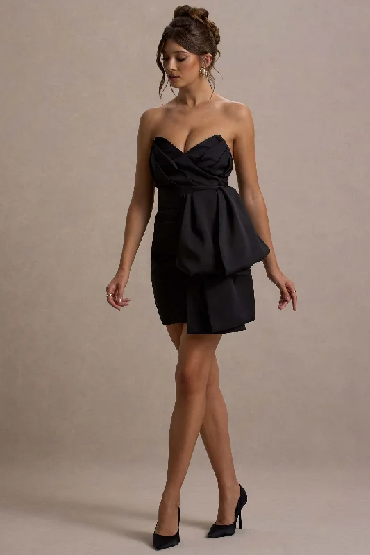 Sequined mini dresses for New Year's Eve Winner | Black Bandeau Mini Dress With Oversized Bow