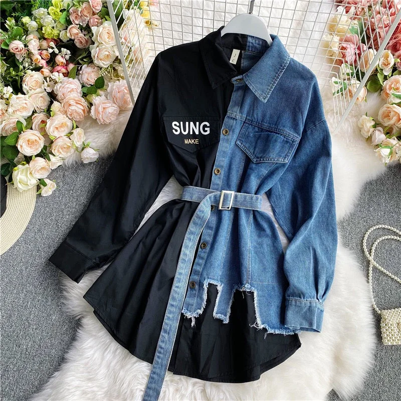 Printed mini dresses for a casual day out Badour Denim Dress