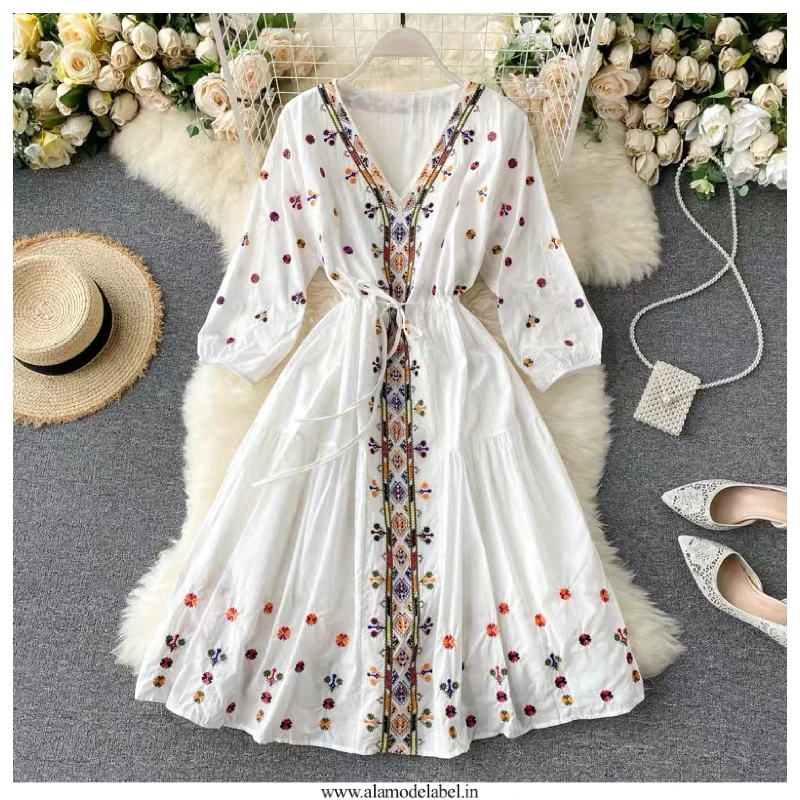 Floral print mini dresses for summer parties Selena Embroidered Dress