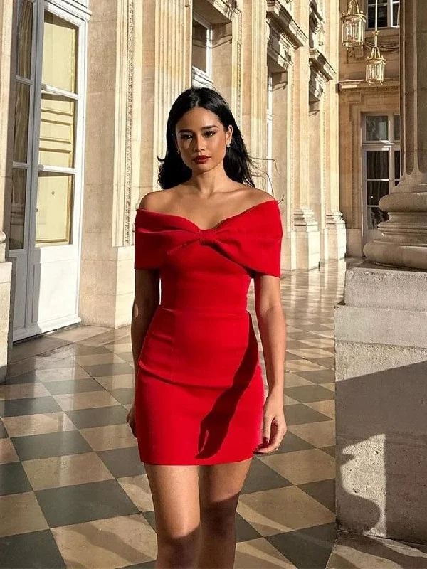 Linen mini dresses for a breathable summer option Serrie Red Bow Mini Dress