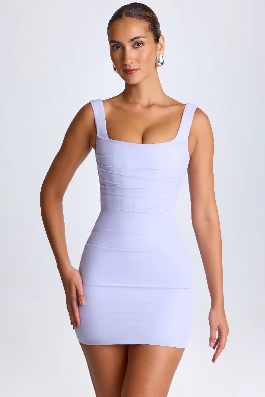 Mini dresses with button - down fronts Draped Corset Mini Dress in Soft Lilac