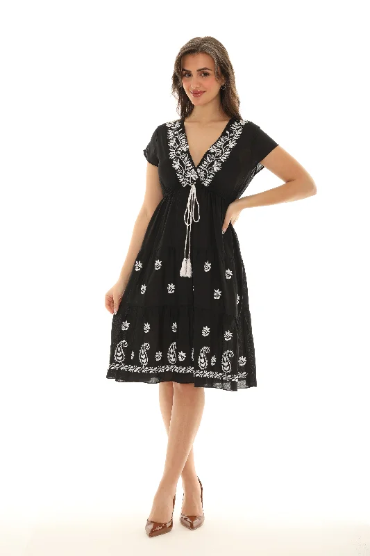 Wrap - style midi dresses in silk for a sophisticated office look Tie Dye Dress With Half Sleeves
