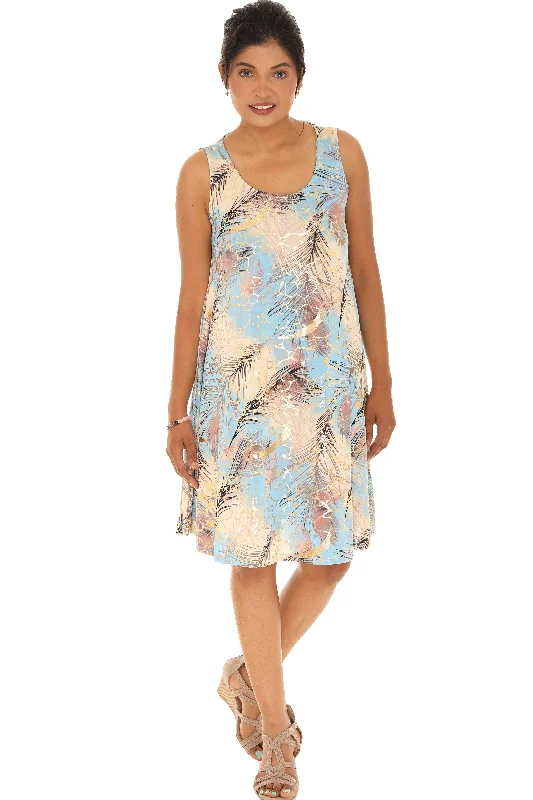 Mini dresses with wrap - around styles Feather Print Sleeveless Dress-Wholesale