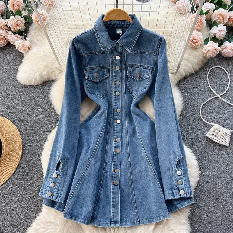 Mini dresses with polka dot patterns Saoirse Denim Dress