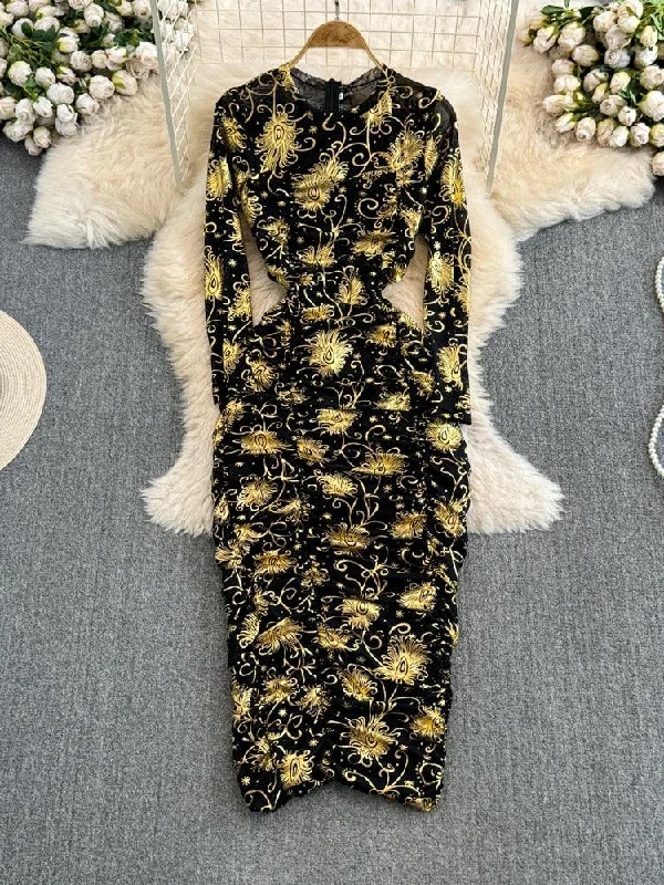 Maxi - inspired midi dresses with flowing fabrics for a beachy vibe Amoura Statement Midi Bodycon Dress
