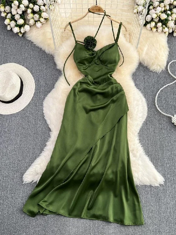 Midi dresses with wrap - around skirts for a customizable fit Olive Rosette Midi Dress
