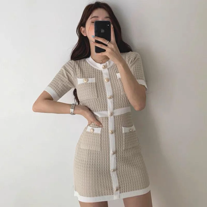 Metallic mini dresses for a glamorous event Sanya bodycon Knitted Mini Dress