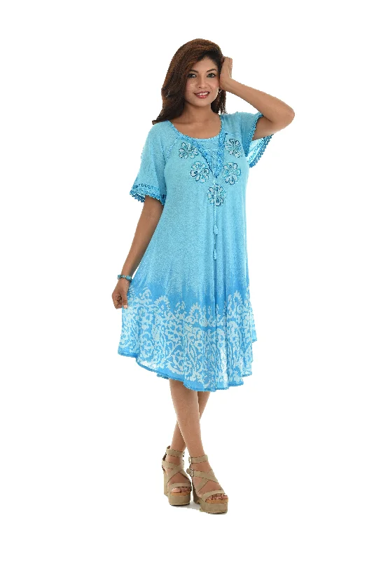 Midi dresses with pleated bodices for a classic and tailored look Floral Short Sleeves Mid Rayon Sundress