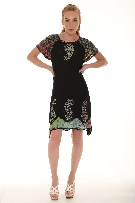 Midi dresses with polka dot prints for a playful summer outfit Short Sleeves Dot Print Mid Rayon Sundress