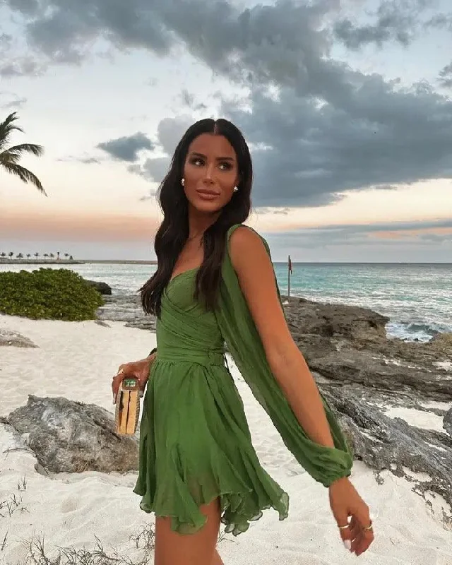Mini dresses with side slits for a sexy appeal Heaven of Green Statement Dress