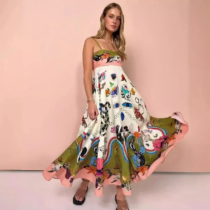 Midi dresses with cotton - blend materials for everyday comfort Louinna Summer Printed Maxi Dress