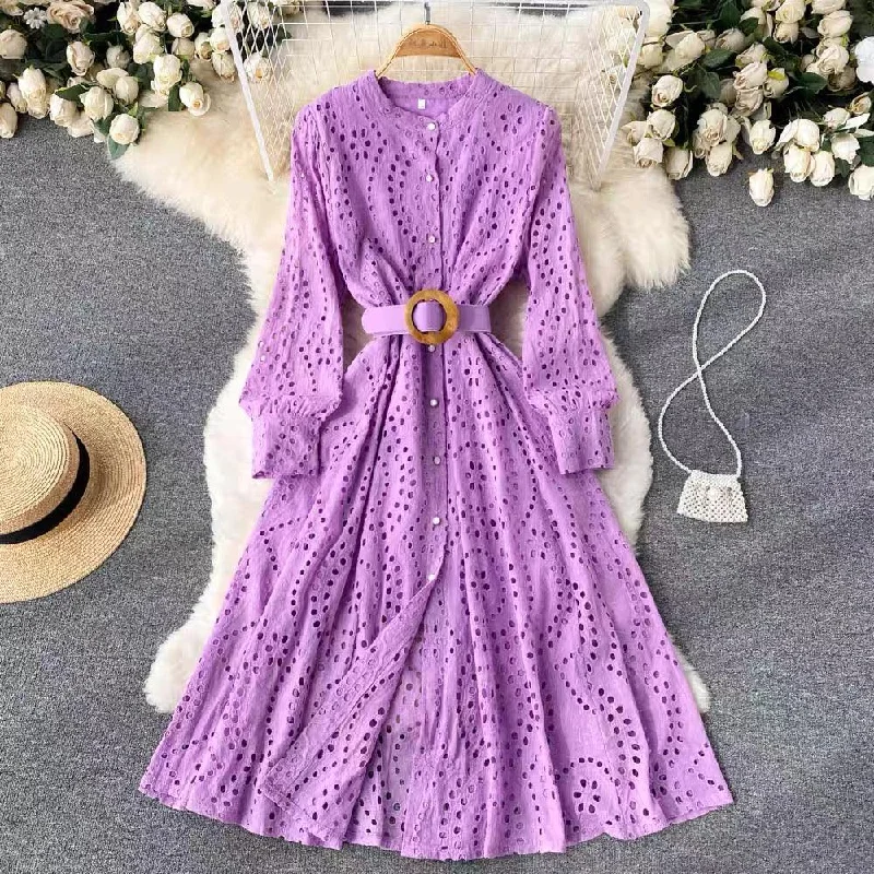 A - line midi dresses with floral prints for spring brunches Gloria Dress with Belt