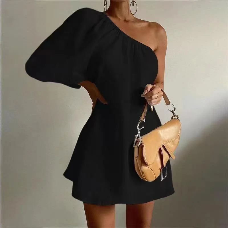 Mini dresses with wrap - around styles Leslie One Shoulder dress
