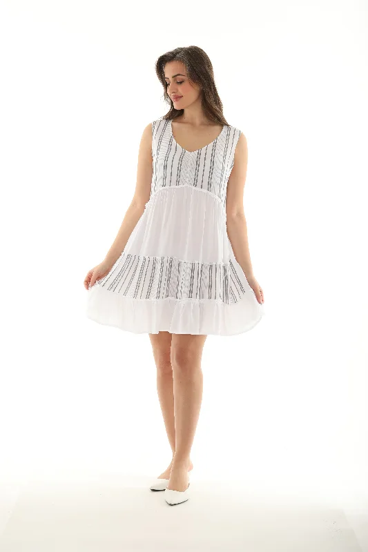 Mini dresses with empire waists for a flattering fit Sleeveless Stripe dress