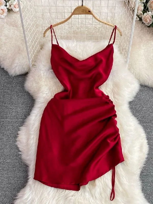 Mini dresses with ribbed textures for a unique appearance Lorelai Satin Mini Dress