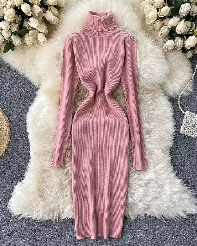 Midi dresses with ruffled hems for a romantic date night Waber Knitted Dress