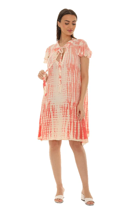 Midi dresses with ruched sleeves for a more fitted and stylish arm look Tie-Dye With Necktie Sundress