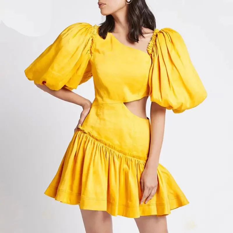 Midi dresses with geometric cutouts for a contemporary and edgy look Mark Summer Dress In Yellow