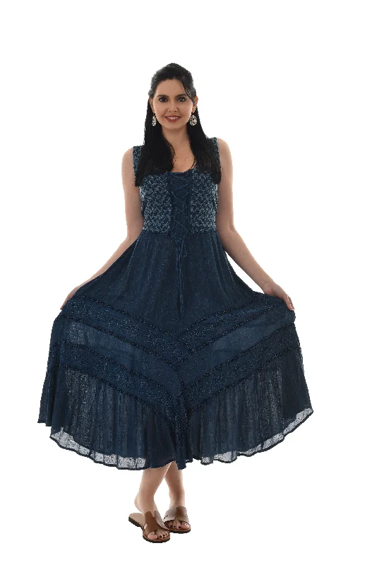 Midi dresses with cotton - blend materials for everyday comfort Leaf Tie-Detail Sleeveless Dress