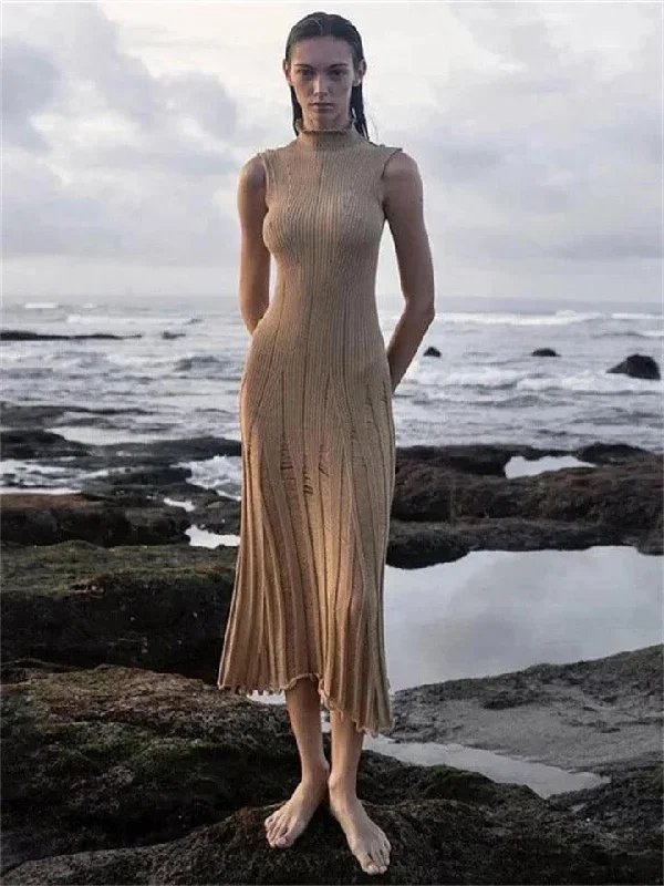 Midi dresses with V - necklines for a flattering and elongating effect Raven Luxe Soft Knit Dress