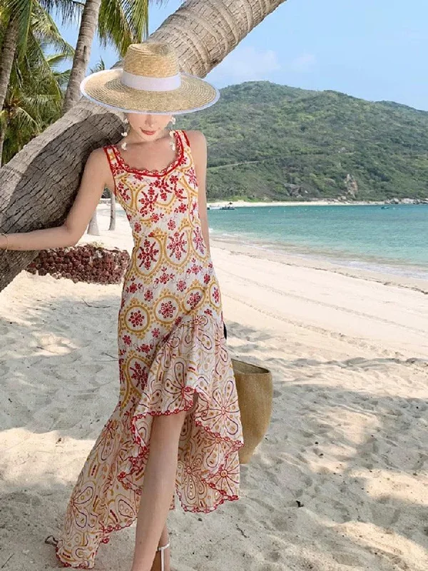 Midi dresses with pom - pom trims for a playful and festive look Scilla Luxe Summer Midi Dress
