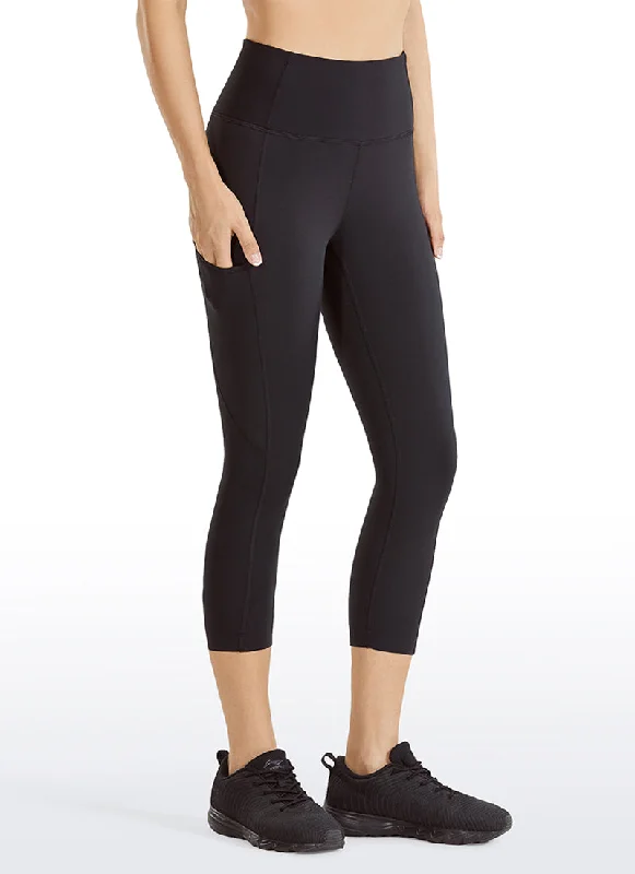 Women's Tight Trousers with Elastic Waistband in Black for Easy and Comfortable WearNakedfeel Pocket Capris 19"