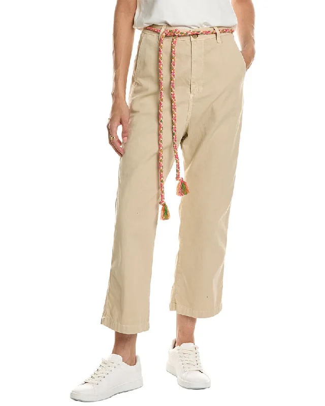 Women's High - Waisted Tight Trousers with Side Slits in Beige for a Trendy LookTHE GREAT The Ranger Chino