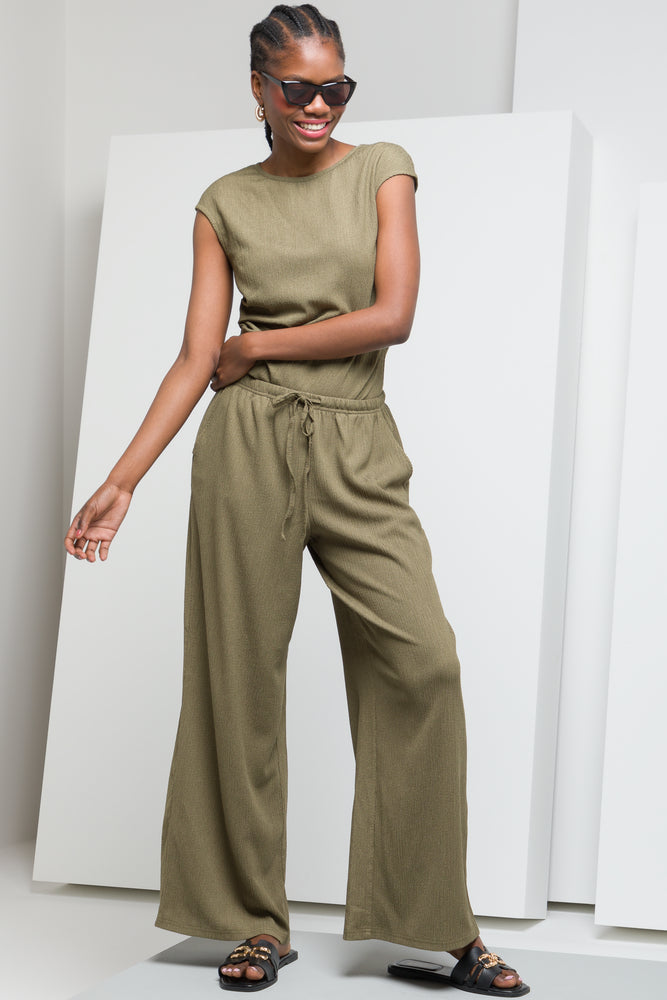 Plus Size Women's Sheer Tight Trousers in Nude for a Subtle and Stylish StatementWide Leg Pants Green