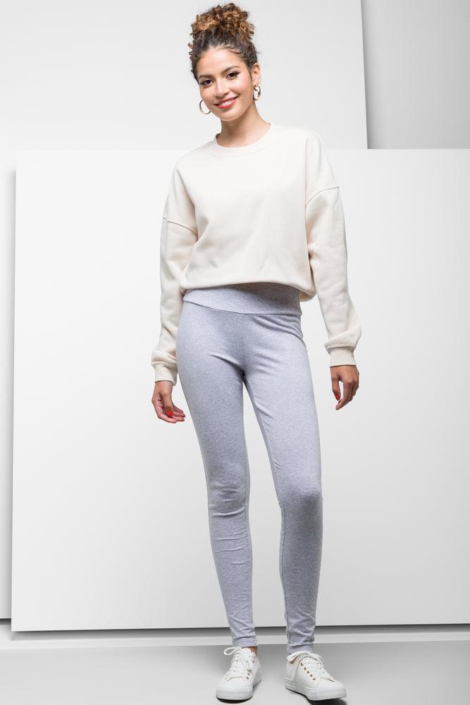 Women's Denim - Look Tight Trousers in Light Blue for a Casual and Versatile OptionWide Waist Leggings Grey