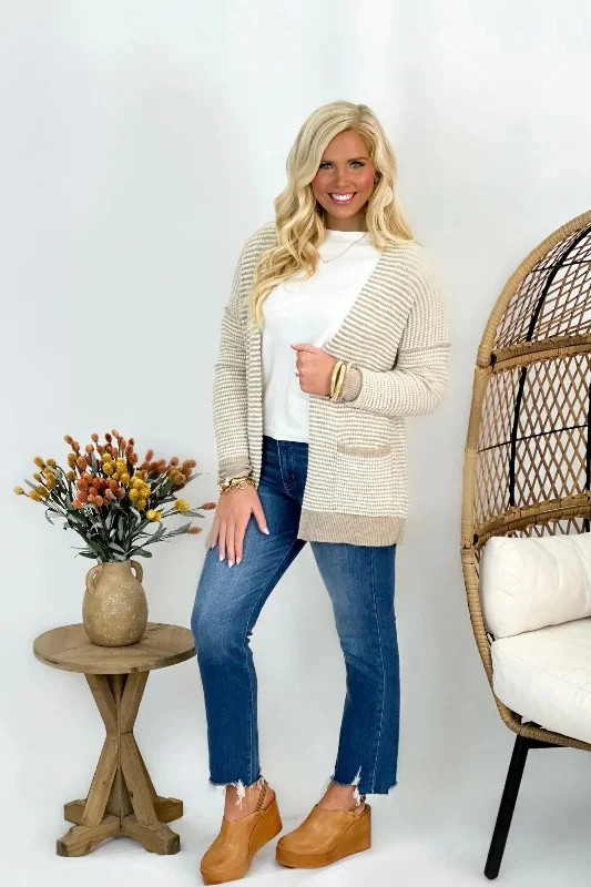 machine washable women cardigan for easy careStone Waffle Textured Open Front Cardigan