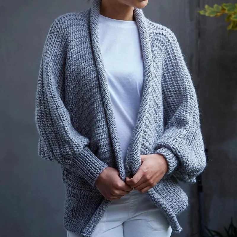 cable knit women cardigan with intricate patternsPOPPIE 649