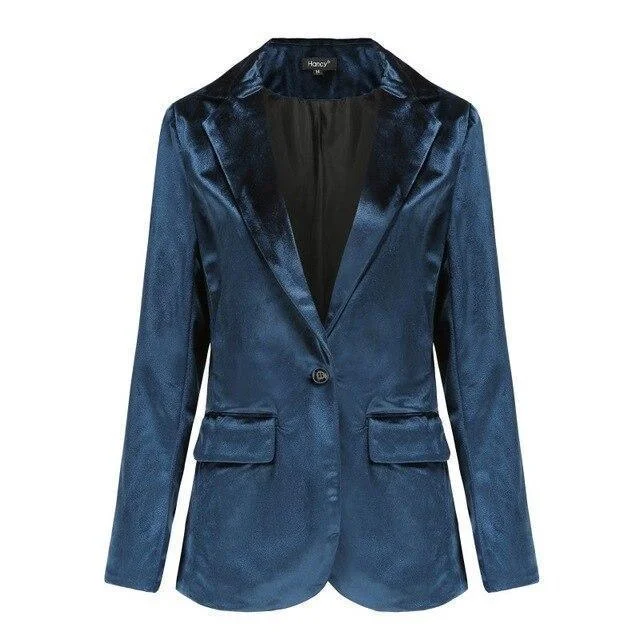 Plus Size Women's Cropped Velvet Blazers in Burgundy for a Night OutThe Smooth Session Velvet Blazer Women - Casual - Plain-Solid