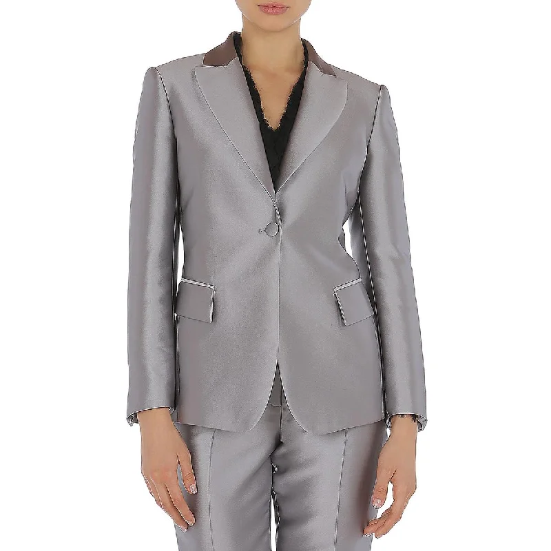 Plus Size Women's Military - Inspired Blazers with Gold Accents for a Bold LookAlberta Ferretti Womens Silk Suit Separate One-Button Blazer