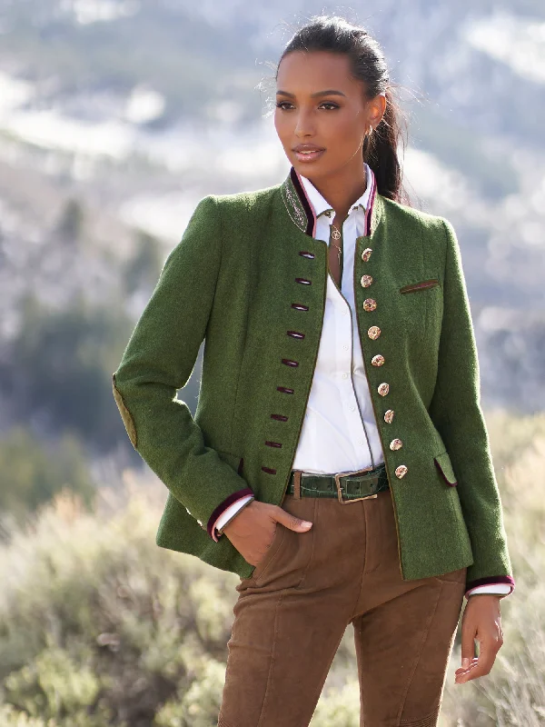 Single - Breasted Women's Tweed Blazers with Gold Buttons for a Classic LookAlt Aussee Loden Wool Jacket