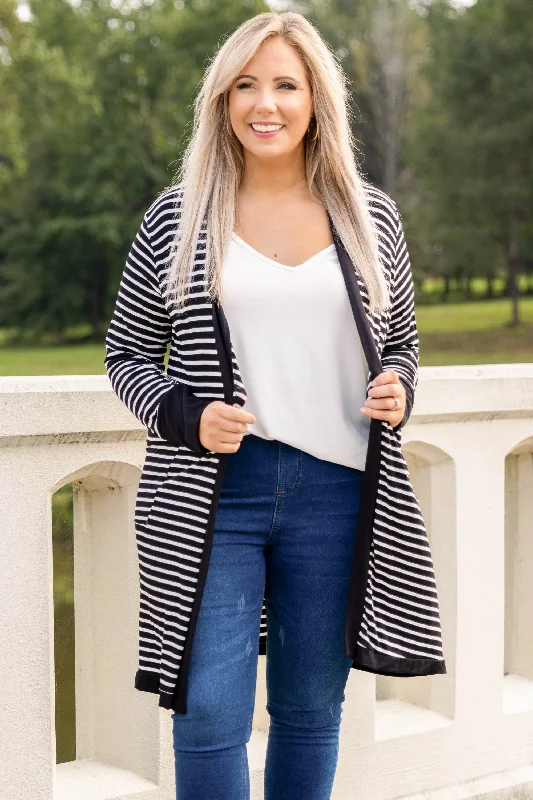 ribbed women cardigan with a classic textureribbed women cardigan with a classic textureAt Least For Now Cardigan, Black-Ivory