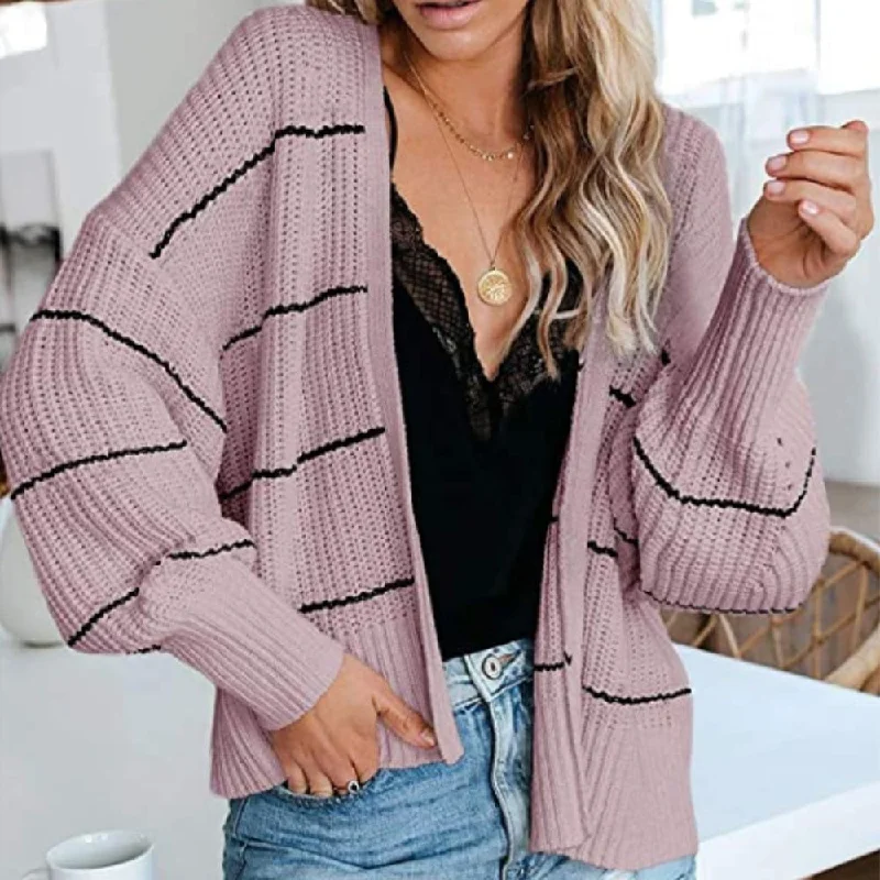 button down women cardigan with vintage buttonsbutton down women cardigan with vintage buttonsAmy Fashion - Large Big Loose Strip Printed Vintage Tops Long Sleeve Cardigan
