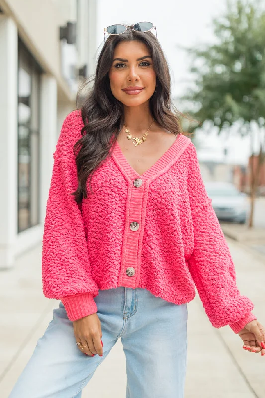 color block women cardigan with bold huescolor block women cardigan with bold huesBreath Of Fresh Air Pink Textured Cardigan