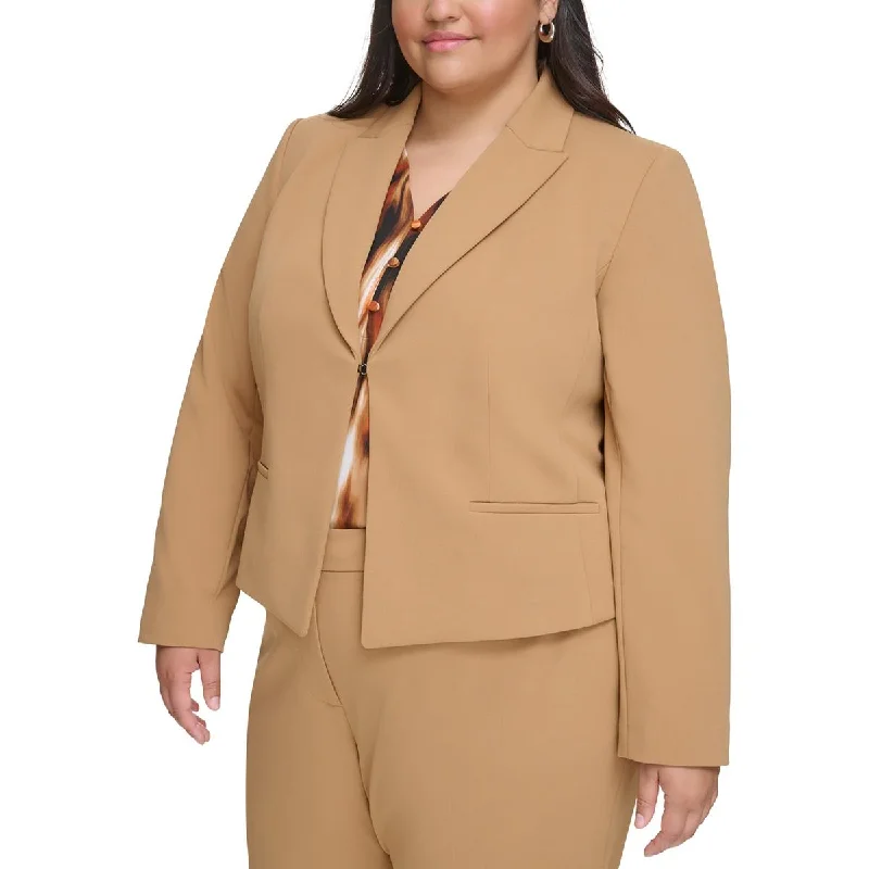 Plus Size Women's Military - Inspired Blazers with Gold Accents for a Bold LookCalvin Klein Womens Plus   Crepe Open-Front Blazer