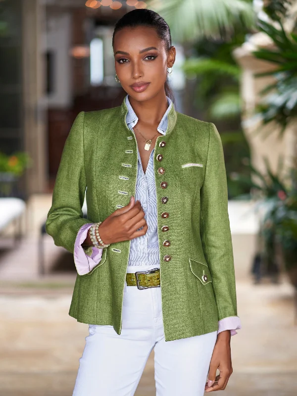 Women's Notched Lapel Blazers in Beige for a Timeless OutfitCasablanca Linen Jacket