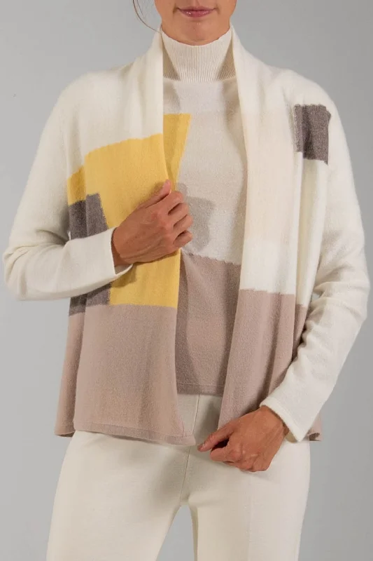 plus size women cardigan for comfortable layeringplus size women cardigan for comfortable layeringCASHMERE COLOR BLOCK CARDIGAN - WALNUT