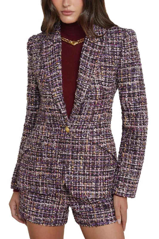 Plus Size Women's Military - Inspired Blazers with Gold Accents for a Bold LookChamberlain Tweed Blazer