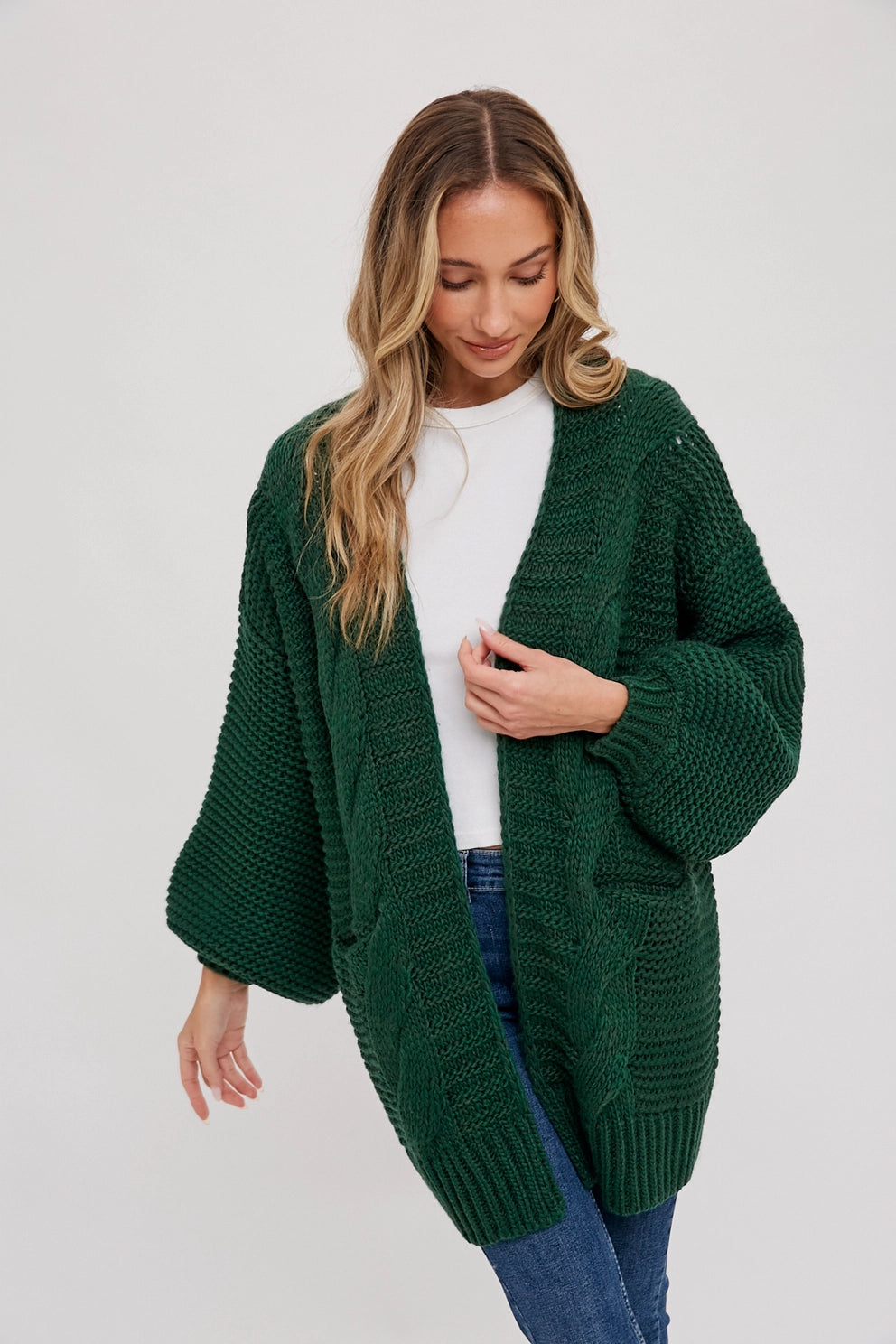 ribbed women cardigan with a classic textureCarmine Fisherman Knit Cardigan