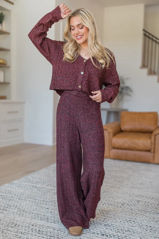 organic cotton women cardigan for an eco - friendly choiceorganic cotton women cardigan for an eco - friendly choiceCool Factor Dusty Burgundy Cropped Cardigan & Wide Leg Set