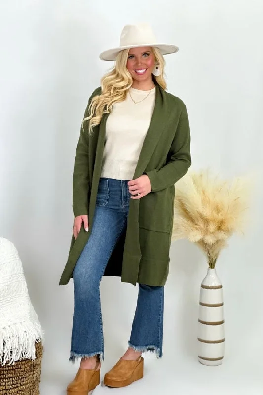 oversized women cardigan for a trendy and cozy lookOlive Solid Collared Cardigan