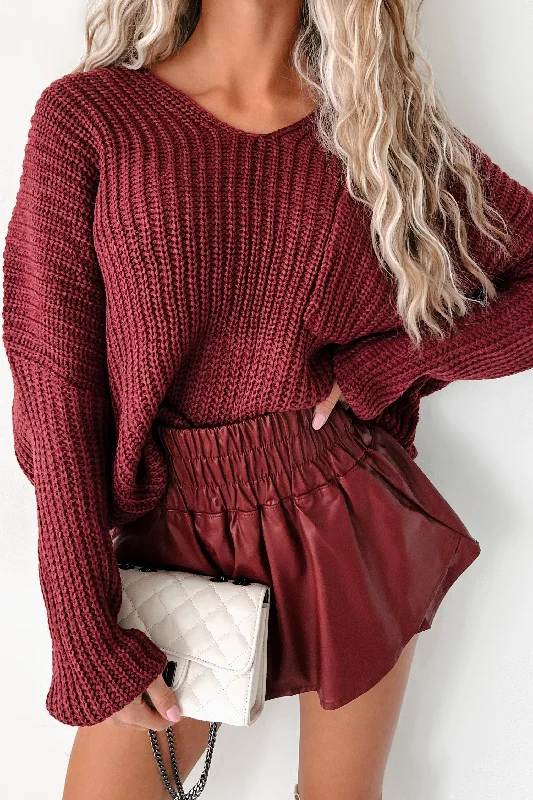 cropped women cardigan to pair with high - waisted jeanscropped women cardigan to pair with high - waisted jeansFall Mixer V-Neck Oversized Sweater (Burgundy)