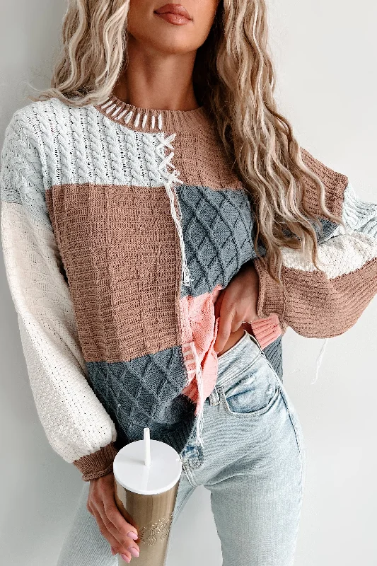 maternity women cardigan for expecting momsmaternity women cardigan for expecting momsGiana Patchwork Sweater (Mocha/Sky/Multi)