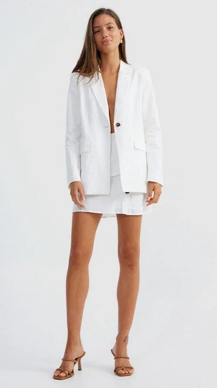 color block women cardigan with bold huesHale Linen Blazer - White