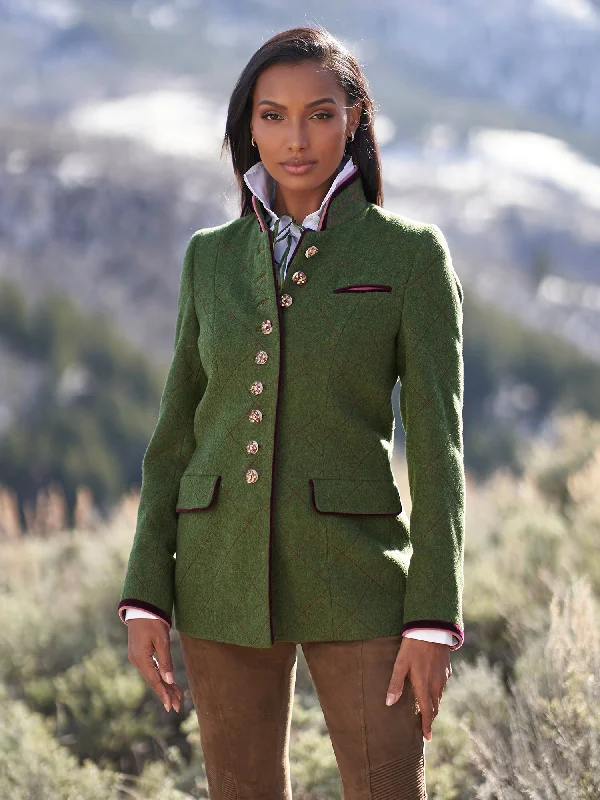 Double - Breasted Women's Leather Blazers in Taupe for an Edgy LookHallstadt Loden Wool Jacket
