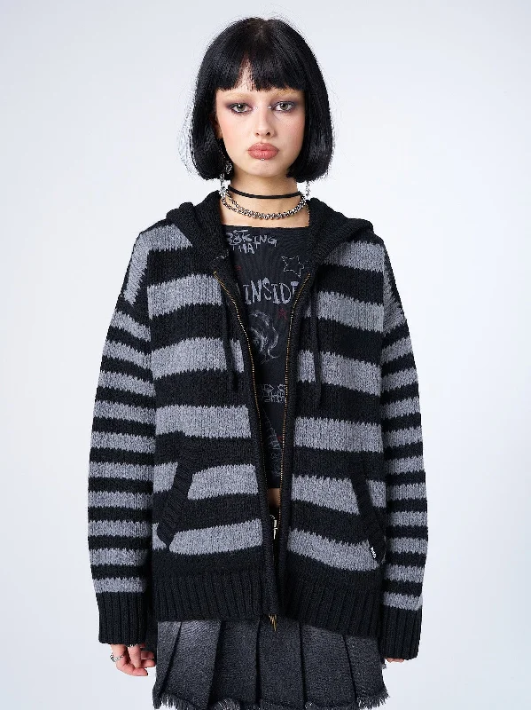 cashmere blend women cardigan for a luxurious feelHazardous Oversized Knitted Zip-Up Hoodie