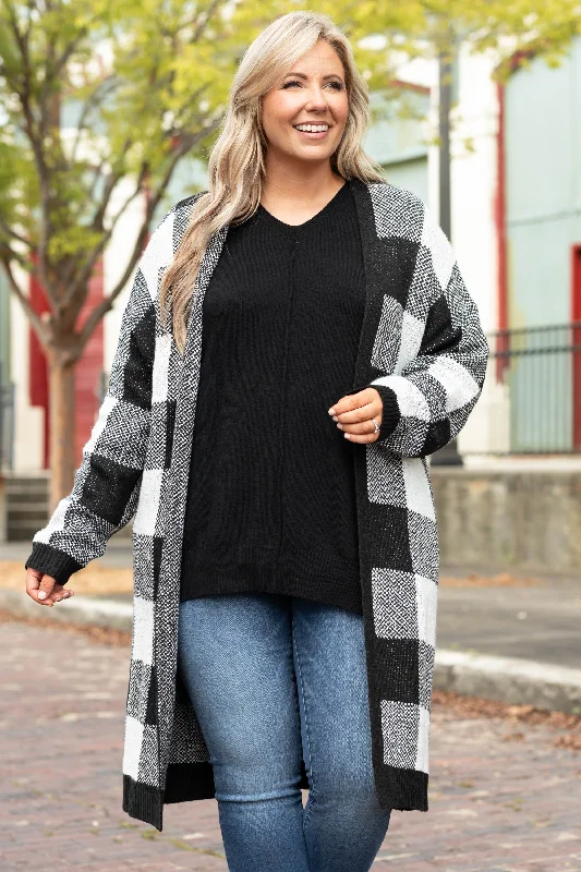 ribbed women cardigan with a classic textureribbed women cardigan with a classic textureHome Grown Duster, Black